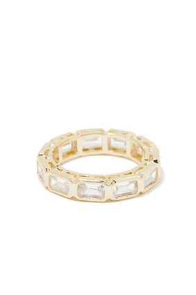 Emerald-Cut Gold-Plated Eternity Ring